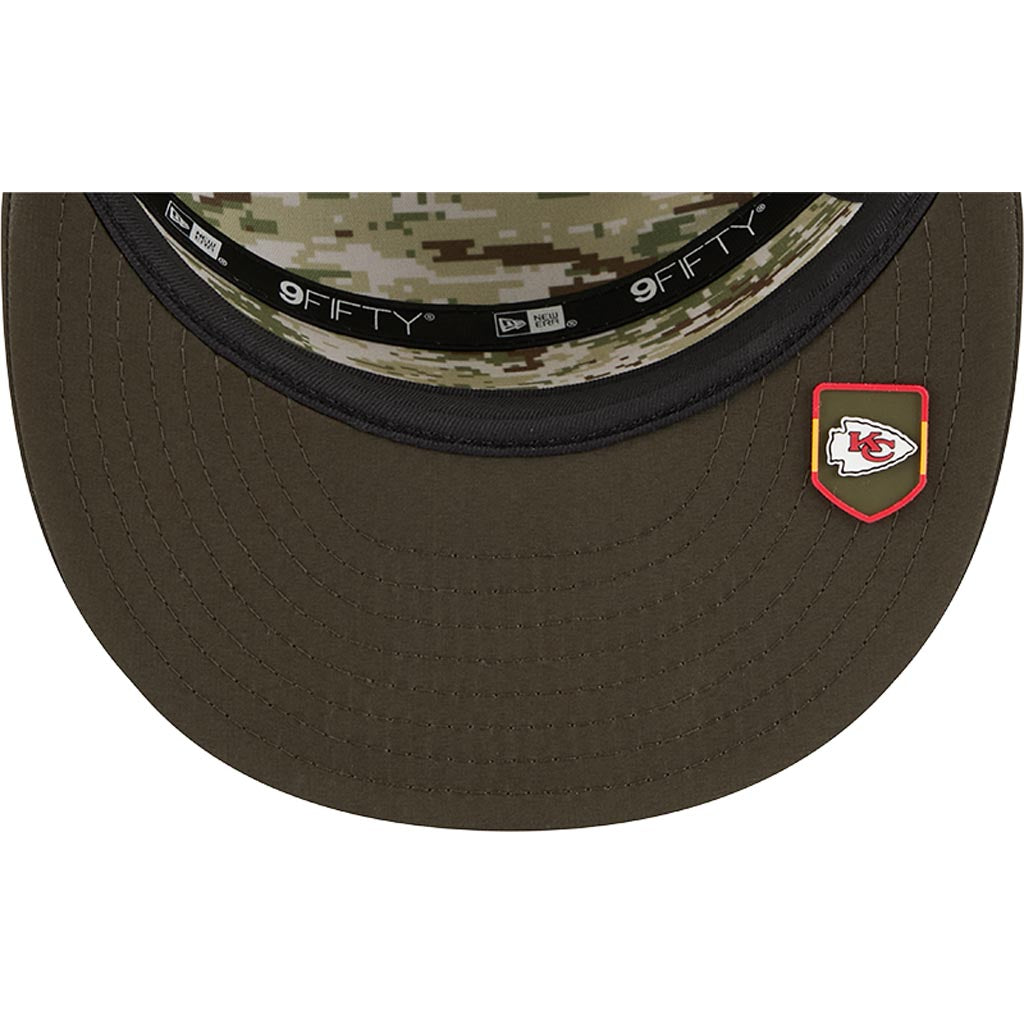 NFL Kansas City Chiefs New Era 2025 Salute to Service 9FIFTY Split Panel Snapback Hat - Green