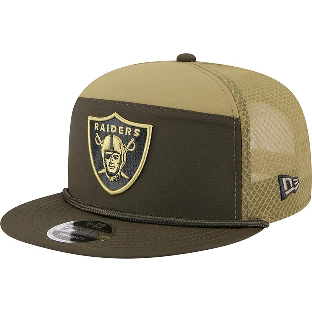 NFL Las Vegas Raiders New Era 2025 Salute to Service 9FIFTY Split Panel Snapback Hat - Green