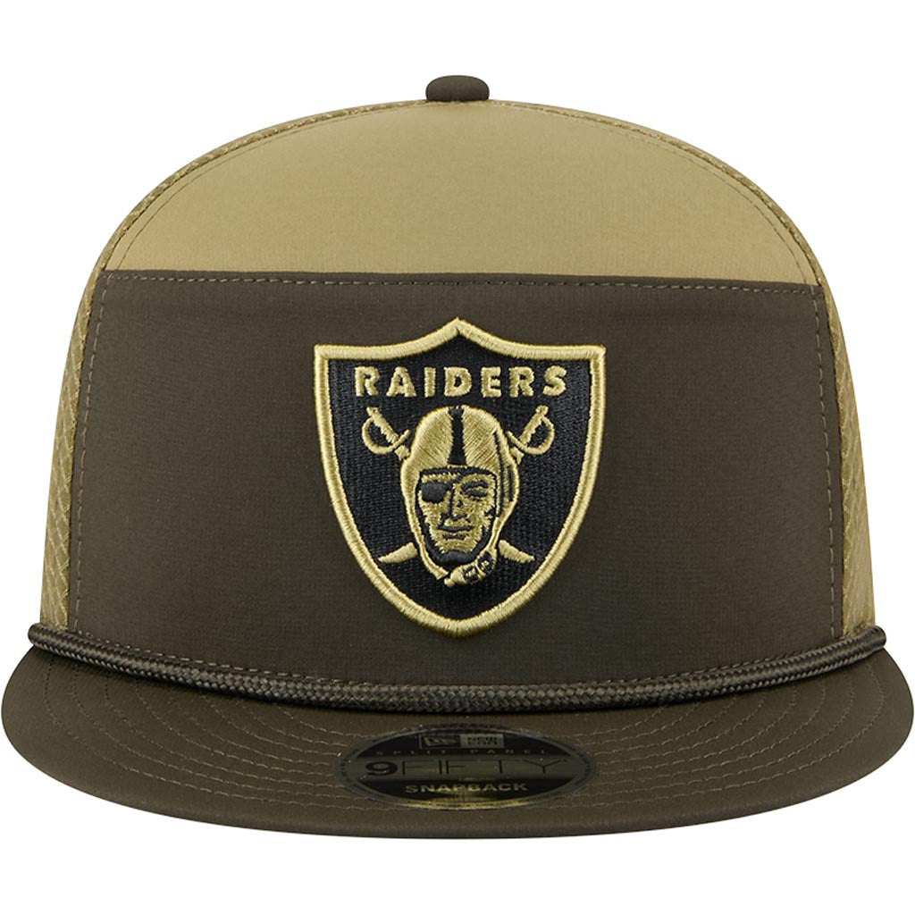 NFL Las Vegas Raiders New Era 2025 Salute to Service 9FIFTY Split Panel Snapback Hat - Green
