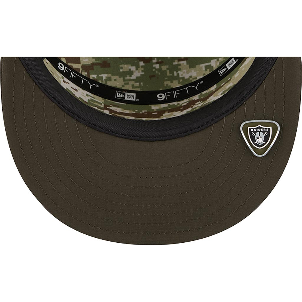 NFL Las Vegas Raiders New Era 2025 Salute to Service 9FIFTY Split Panel Snapback Hat - Green