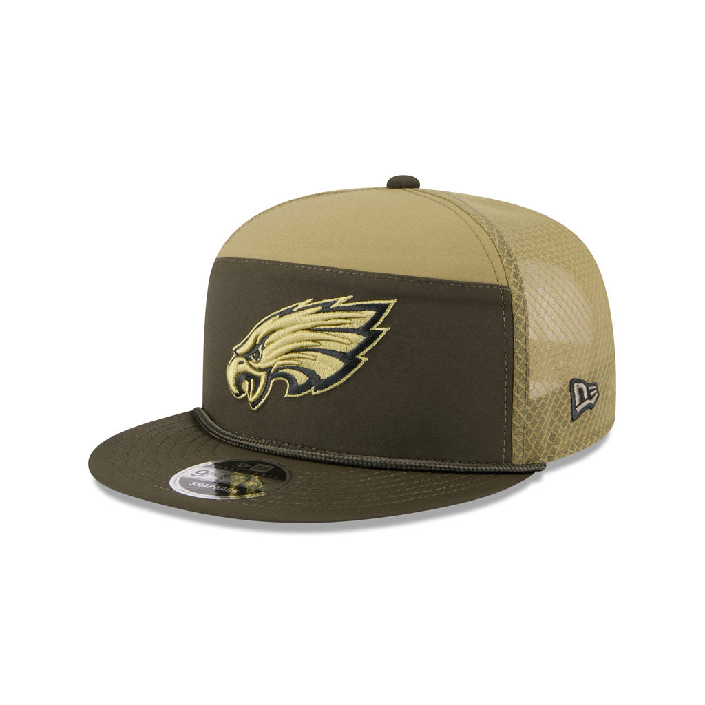 NFL Philadelphia Eagles New Era 2025 Salute to Service 9FIFTY Split Panel Snapback Hat - Green