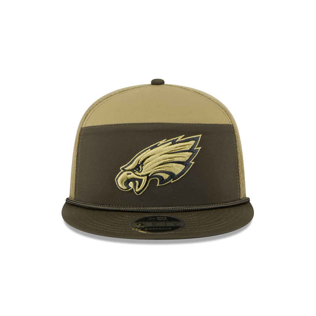 NFL Philadelphia Eagles New Era 2025 Salute to Service 9FIFTY Split Panel Snapback Hat - Green