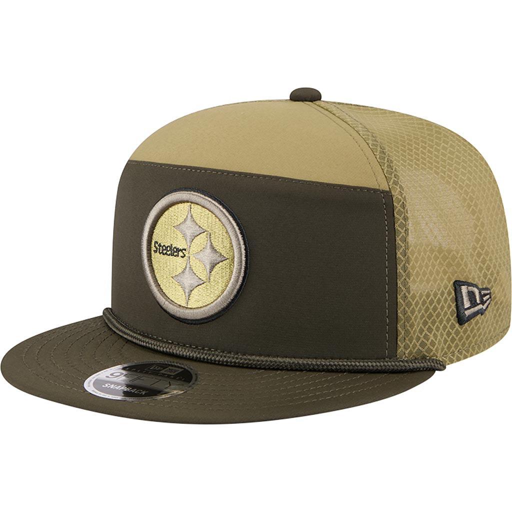 NFL Pittsburgh Steelers New Era 2025 Salute to Service 9FIFTY Split Panel Snapback Hat - Green