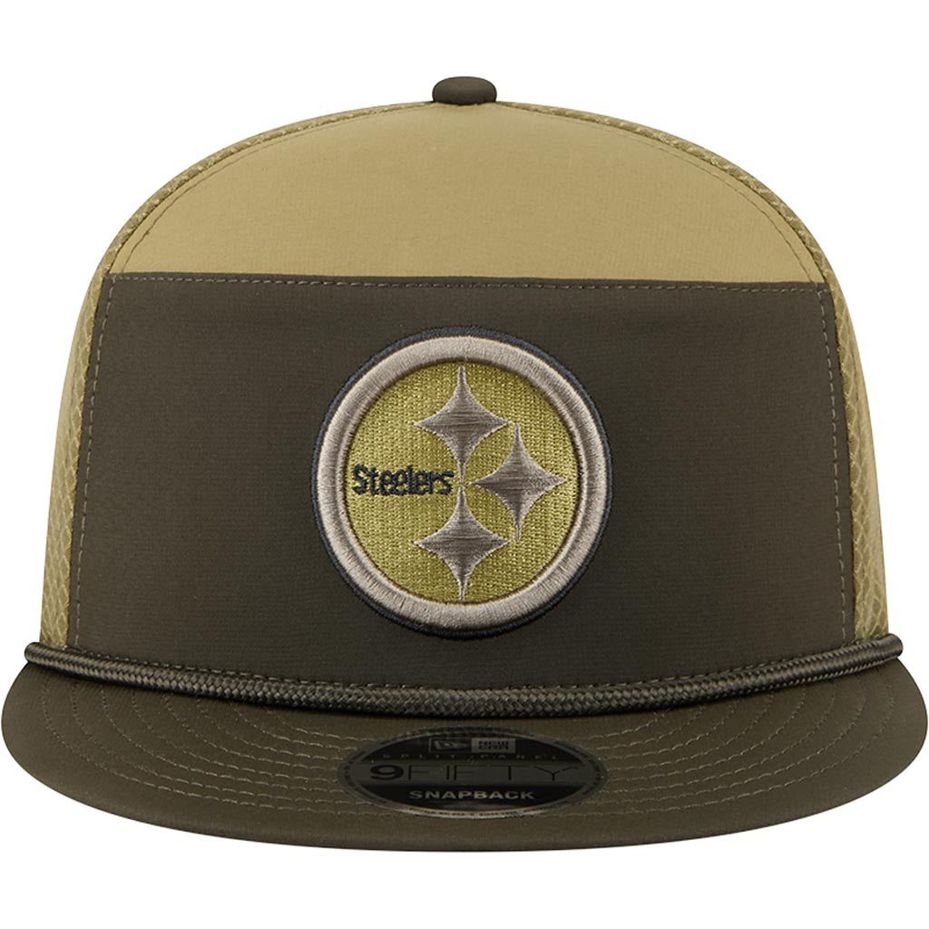 NFL Pittsburgh Steelers New Era 2025 Salute to Service 9FIFTY Split Panel Snapback Hat - Green