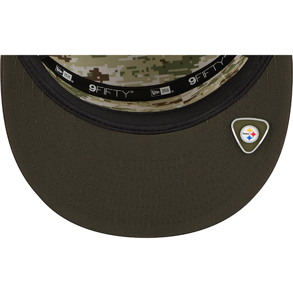 NFL Pittsburgh Steelers New Era 2025 Salute to Service 9FIFTY Split Panel Snapback Hat - Green