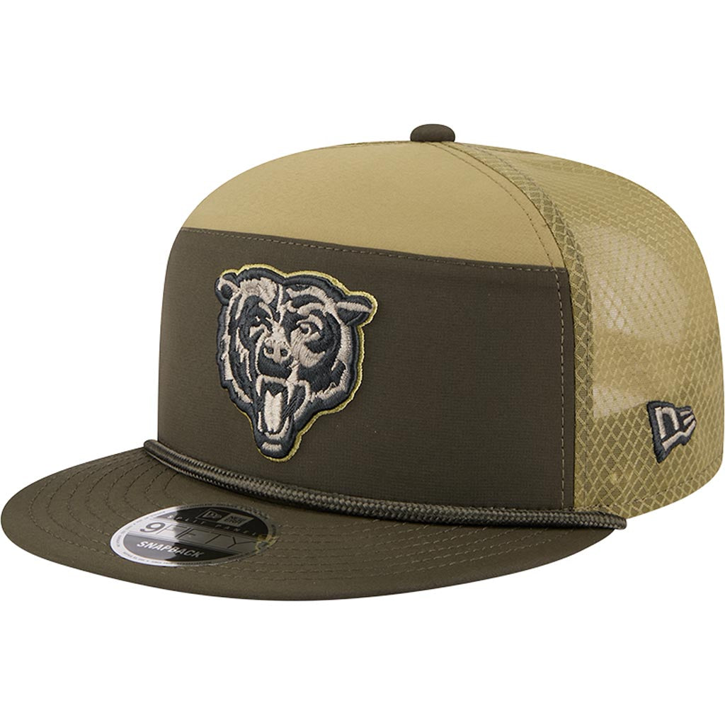 NFL Chicago Bears New Era 2025 Salute to Service 9FIFTY Split Panel Snapback Hat - Green