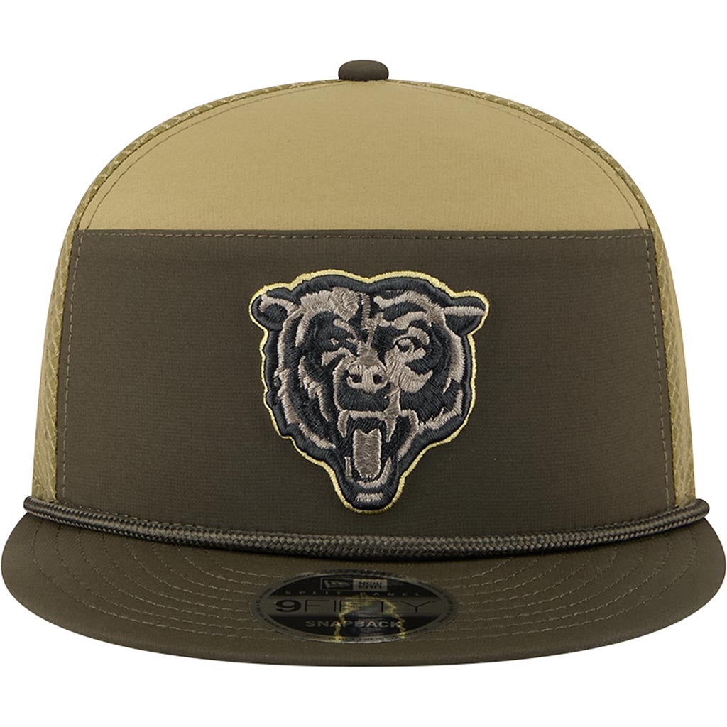 NFL Chicago Bears New Era 2025 Salute to Service 9FIFTY Split Panel Snapback Hat - Green