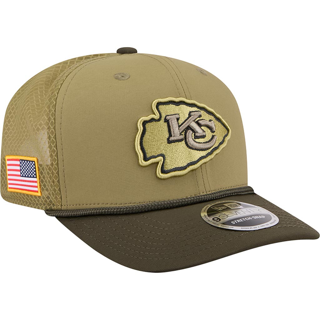 NFL Kansas City Chiefs New Era 2025 Salute to Service 9SEVENTY Stretch-Snapback Hat - Green