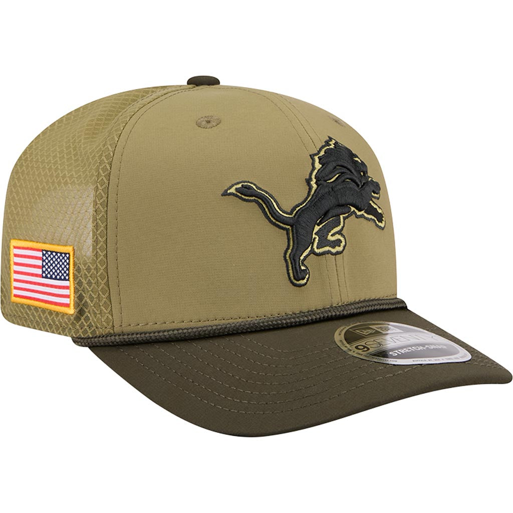 NFL Detroit Lions New Era 2025 Salute to Service 9SEVENTY Stretch-Snapback Hat - Green