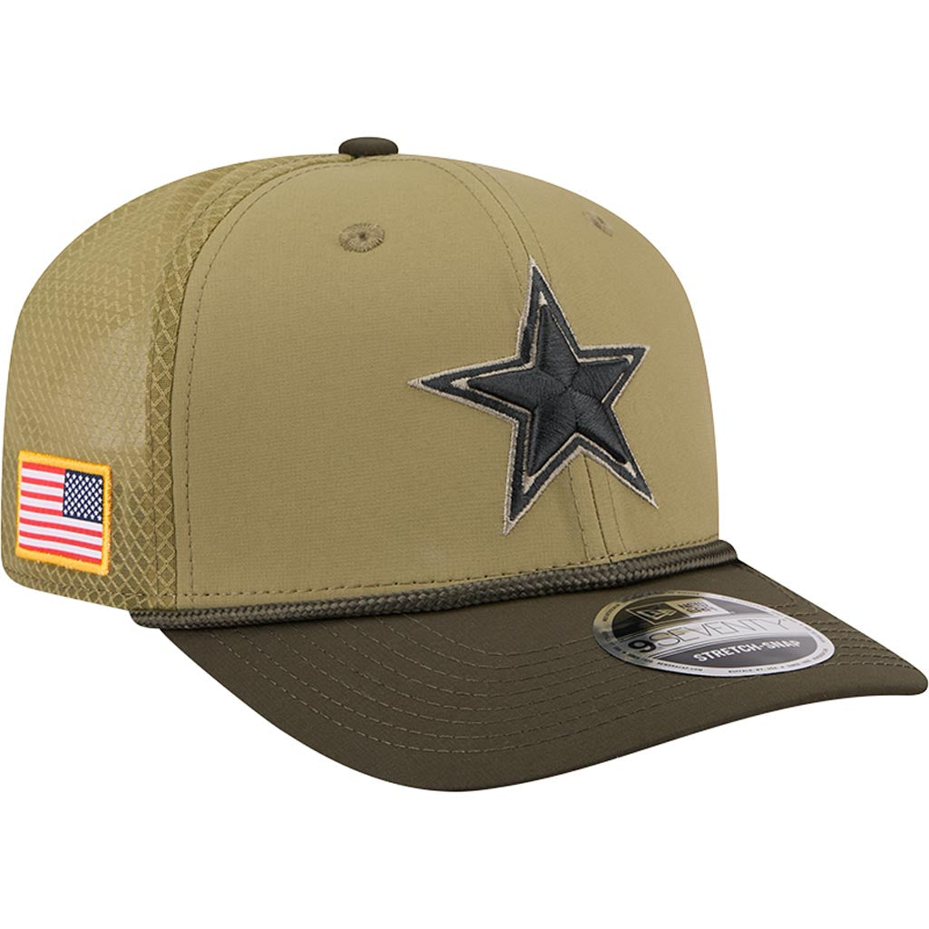 NFL Dallas Cowboys New Era 2025 Salute to Service 9SEVENTY Stretch-Snapback Hat - Green