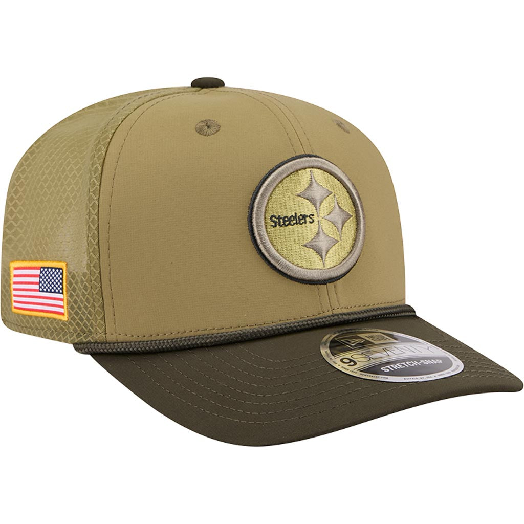 NFL Pittsburgh Steelers New Era 2025 Salute to Service 9SEVENTY Stretch-Snapback Hat - Green