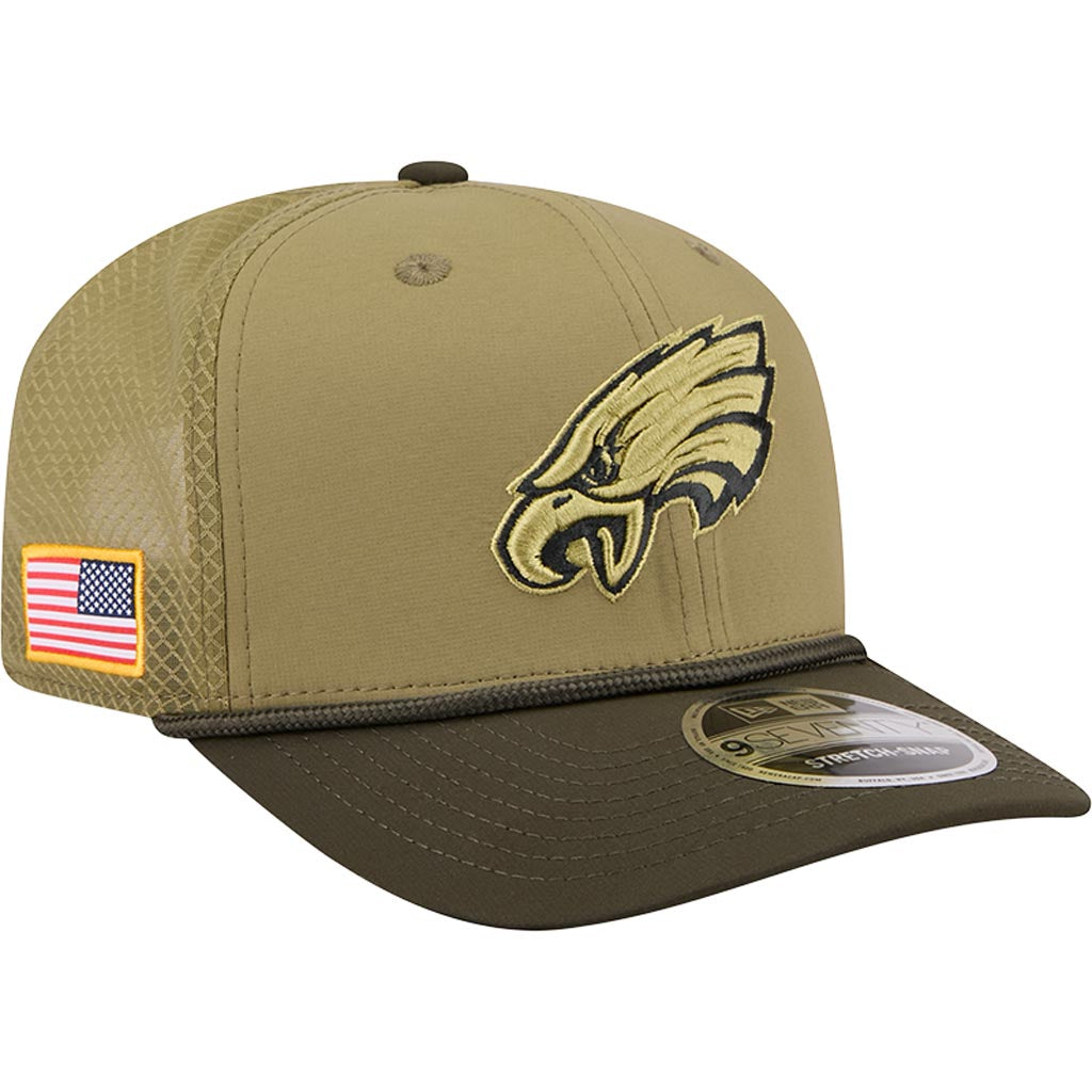 NFL Philadelphia Eagles New Era 2025 Salute to Service 9SEVENTY Stretch-Snapback Hat - Green
