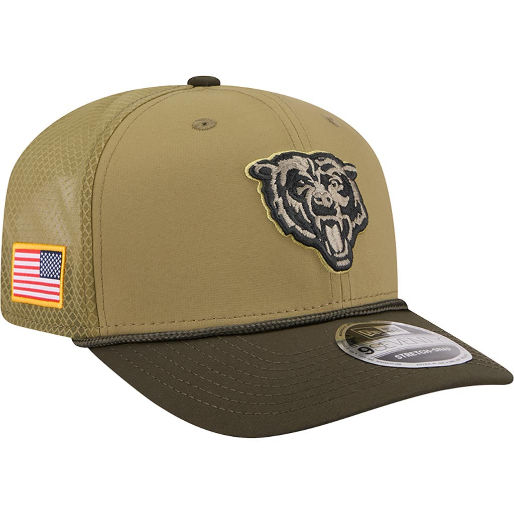 NFL Chicago Bears New Era 2025 Salute to Service 9SEVENTY Stretch-Snapback Hat - Green