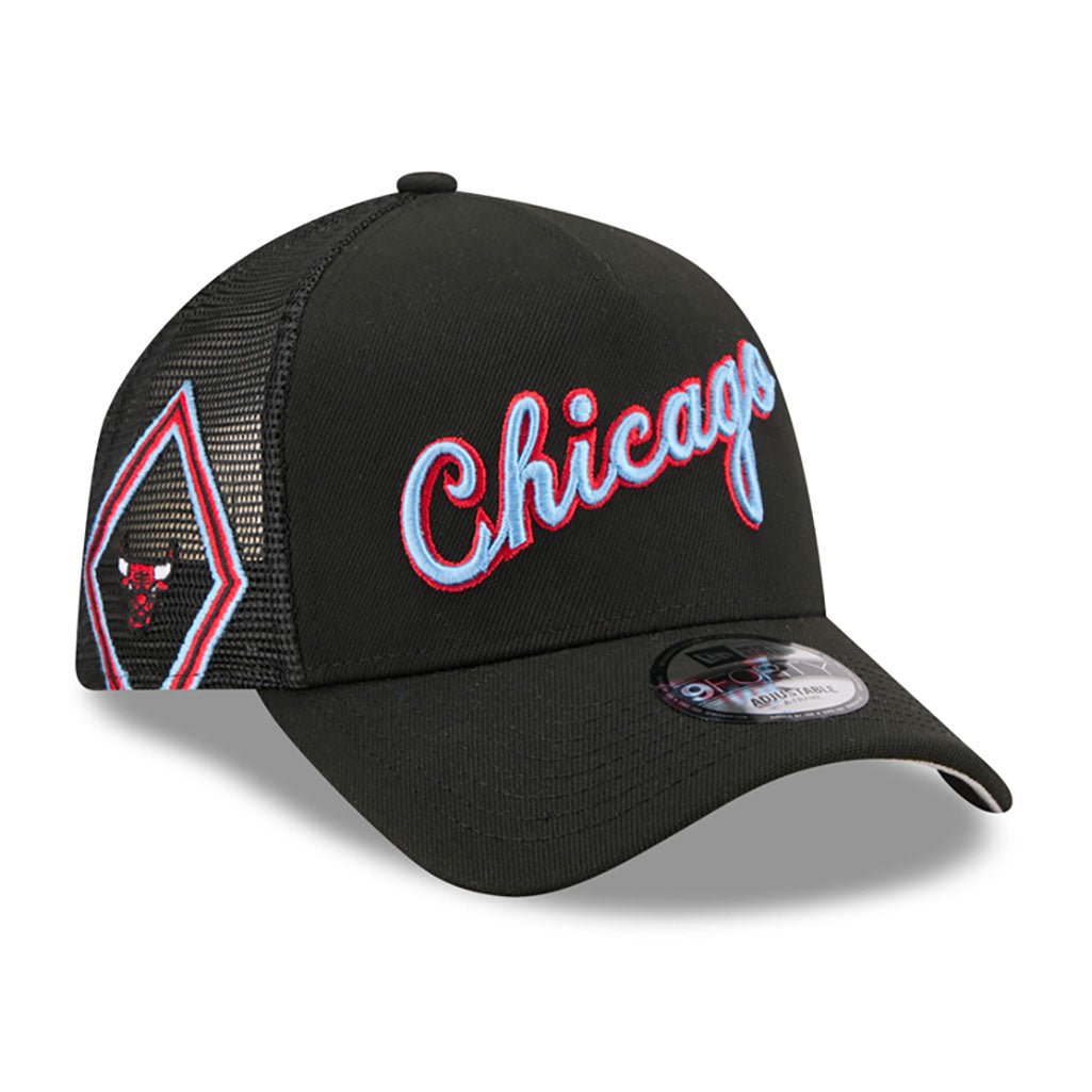NBA Chicago Bulls New Era 2025-26 City Edition 9FORTY A-Frame Adjustable Hat - Black