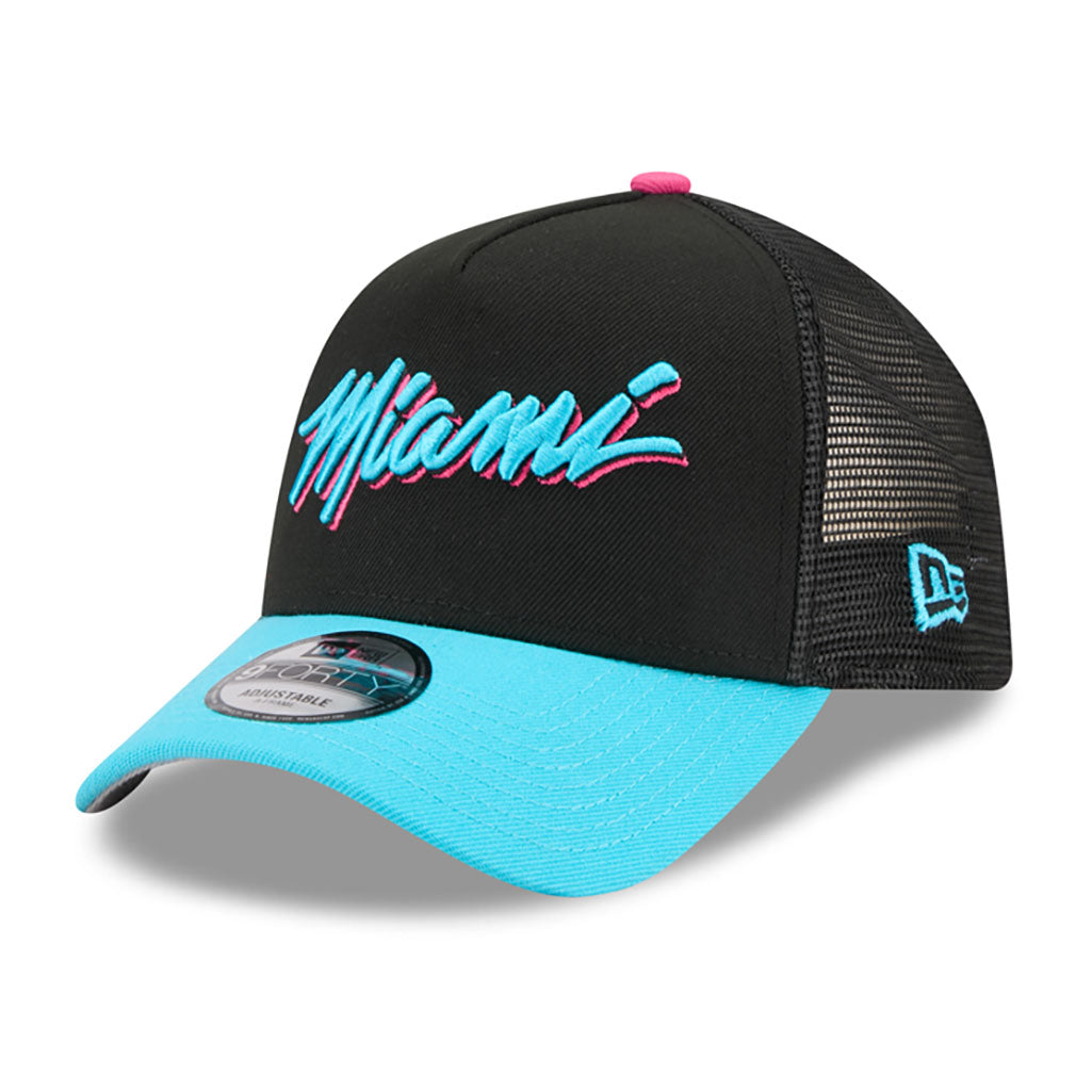 NBA Miami Heat New Era 2025-26 City Edition 9FORTY A-Frame Adjustable Hat - Black