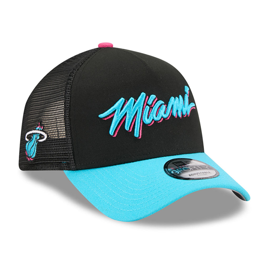 NBA Miami Heat New Era 2025-26 City Edition 9FORTY A-Frame Adjustable Hat - Black