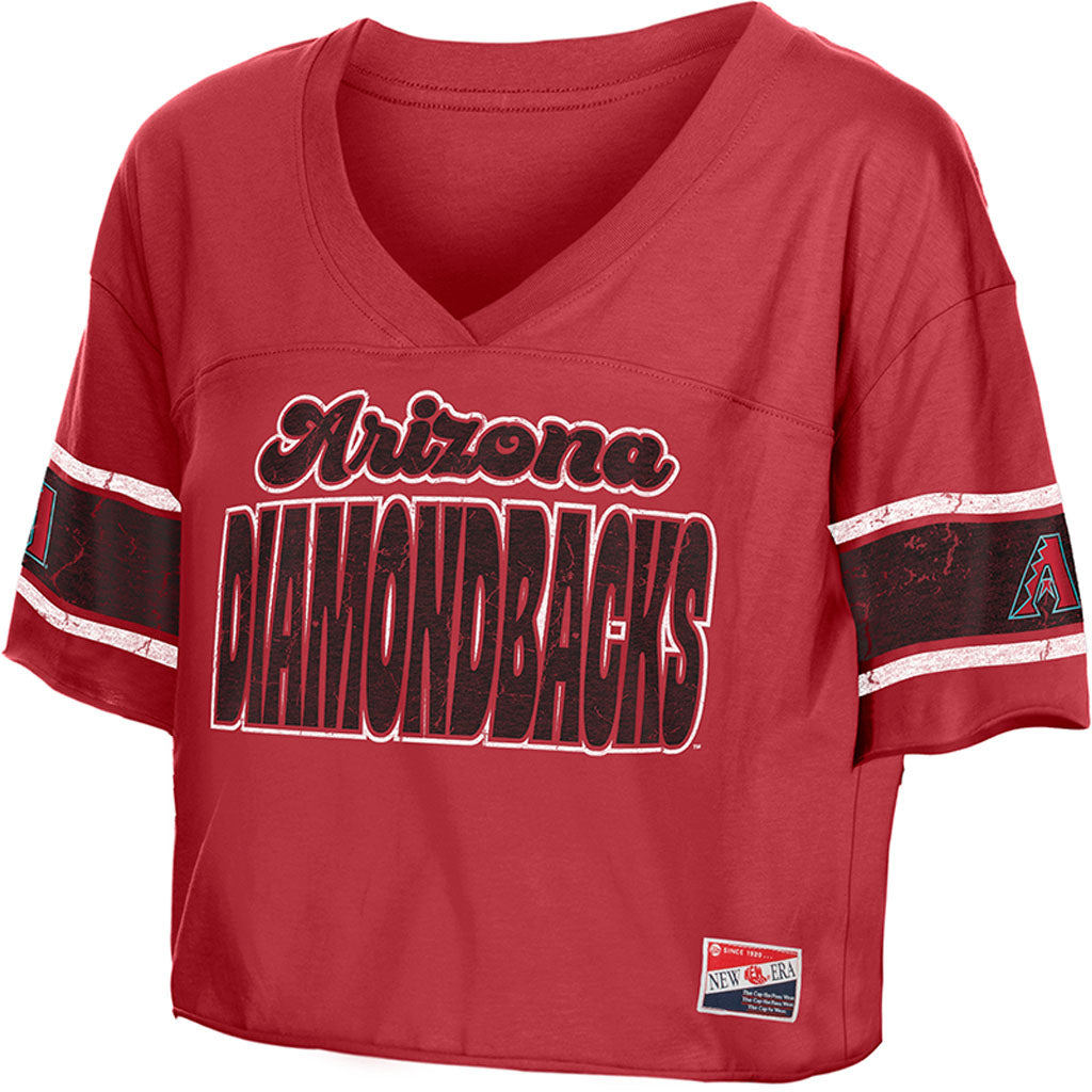 MLB Arizona Diamondbacks Women's New Era Throwback Crop Top T-Shirt - Red