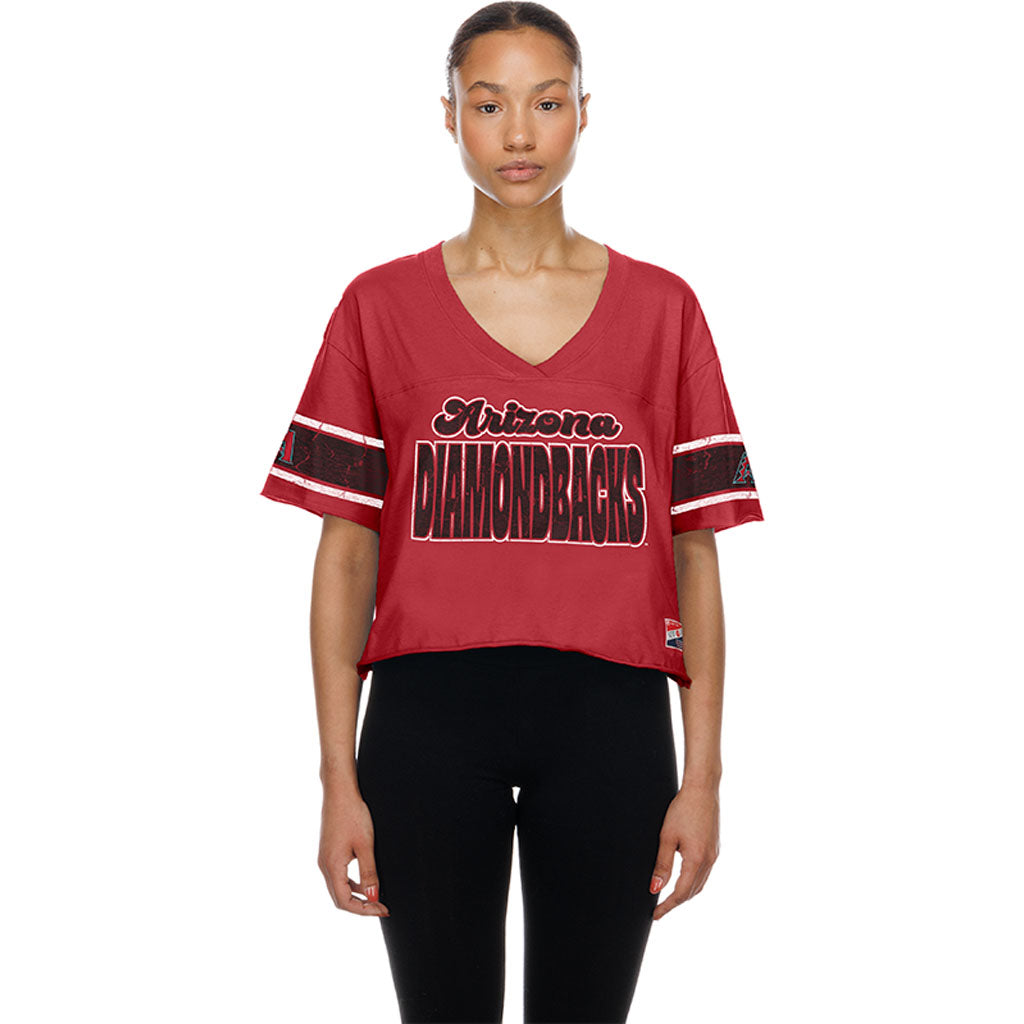 MLB Arizona Diamondbacks Women's New Era Throwback Crop Top T-Shirt - Red