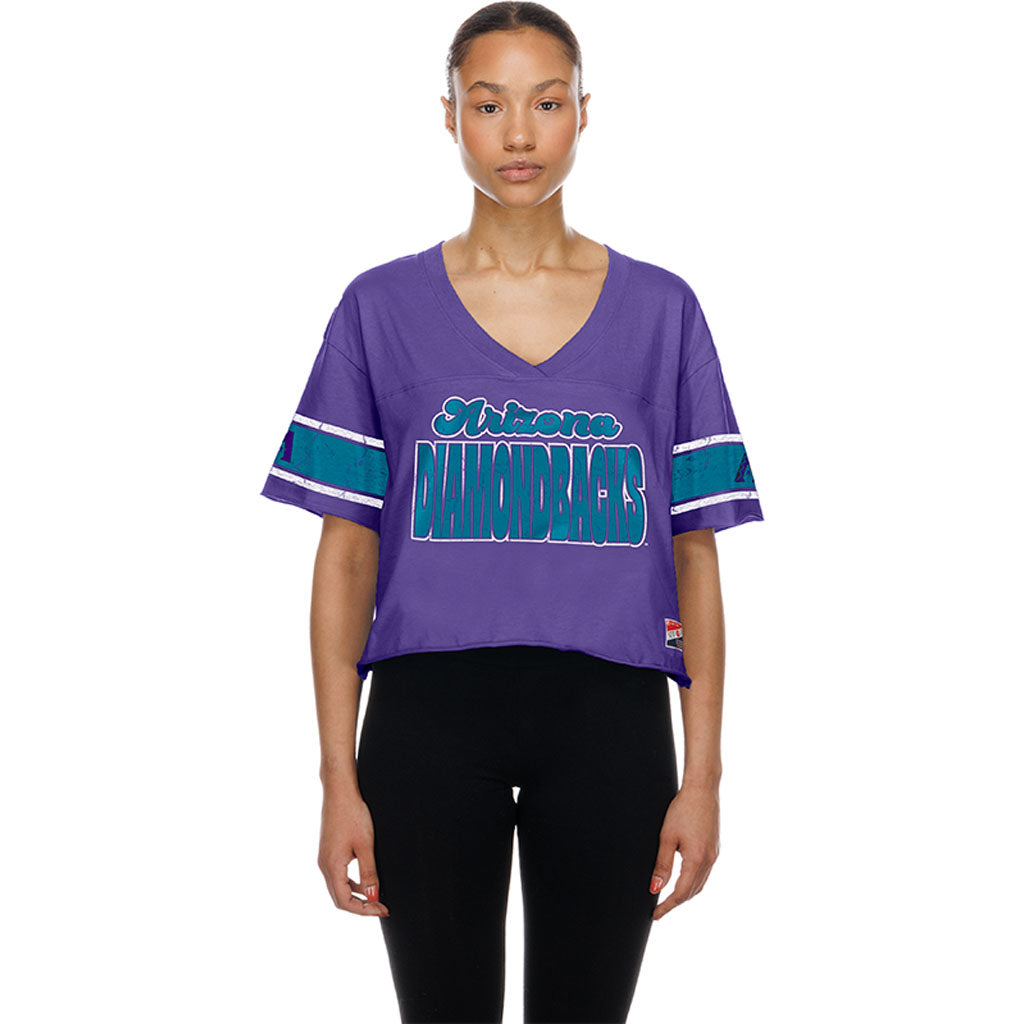 MLB Arizona Diamondbacks Women's New Era City Connect Throwback Crop Top T-Shirt - Purple