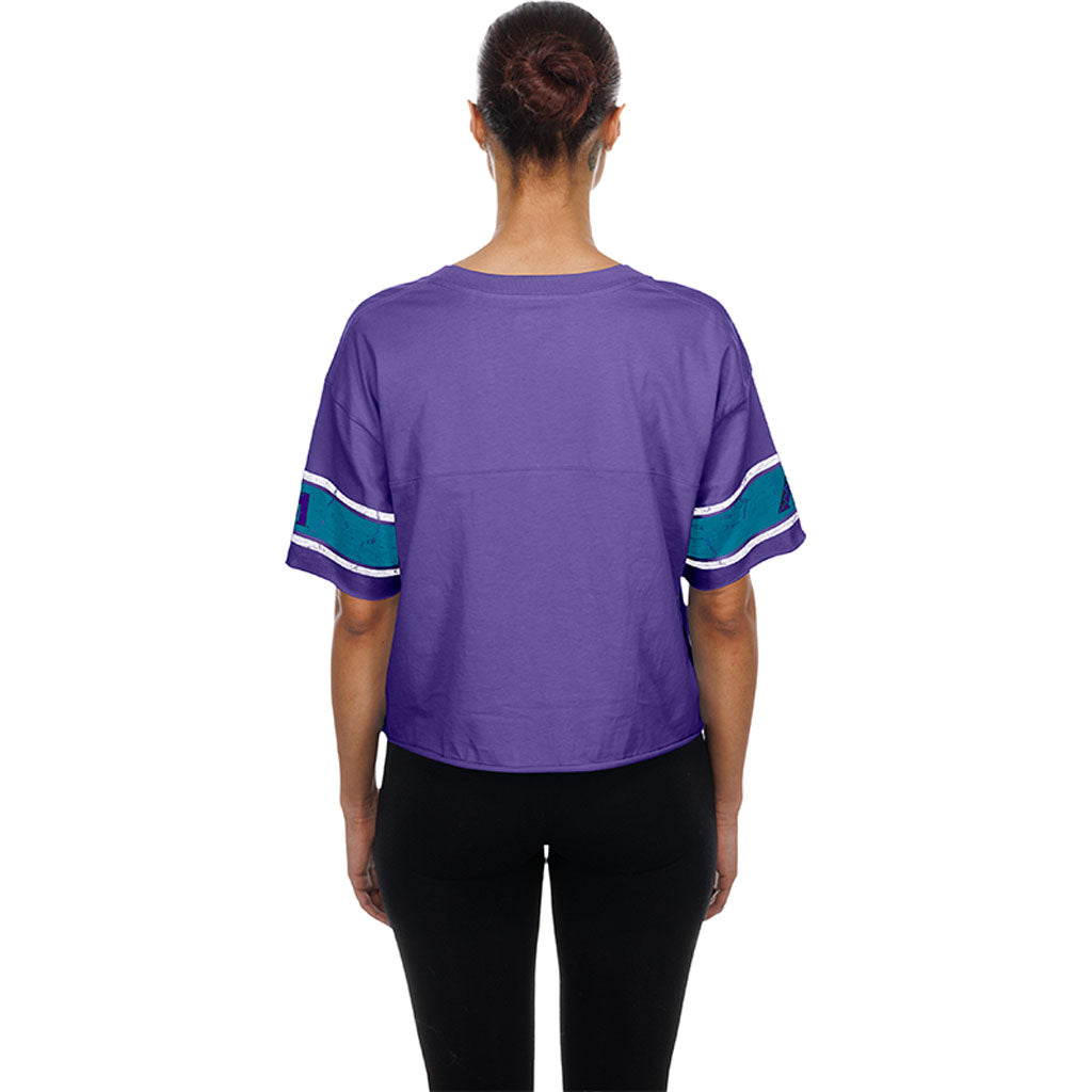 MLB Arizona Diamondbacks Women's New Era City Connect Throwback Crop Top T-Shirt - Purple