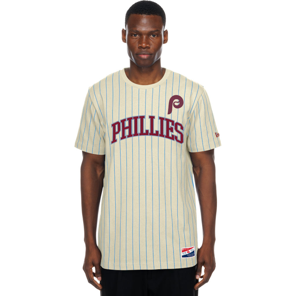 MLB Philadelphia Phillies New Era Pinstripe Jersey T-Shirt - Cream