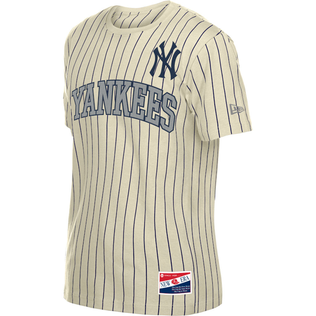 MLB New York Yankees New Era Pinstripe Jersey T-Shirt - Cream