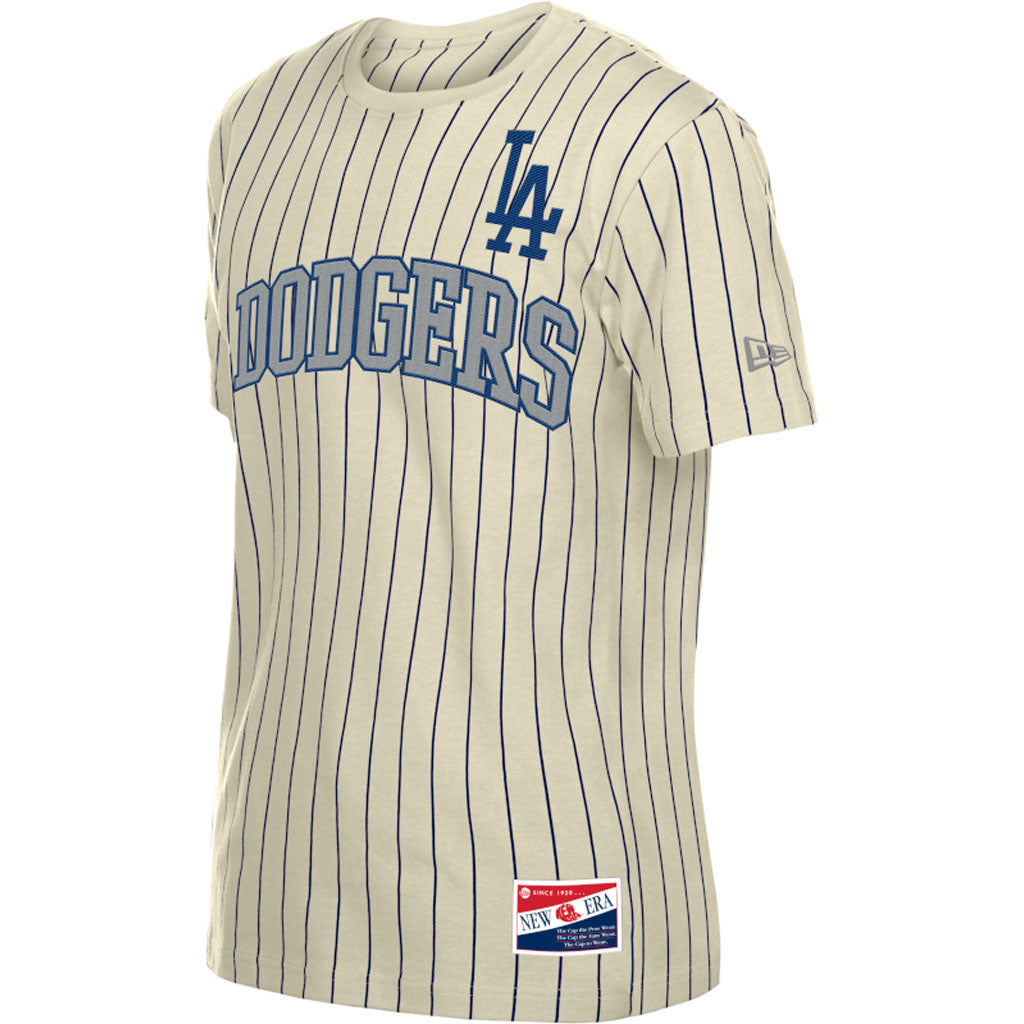 MLB Los Angeles Dodgers New Era Pinstripe Jersey T-Shirt - Cream