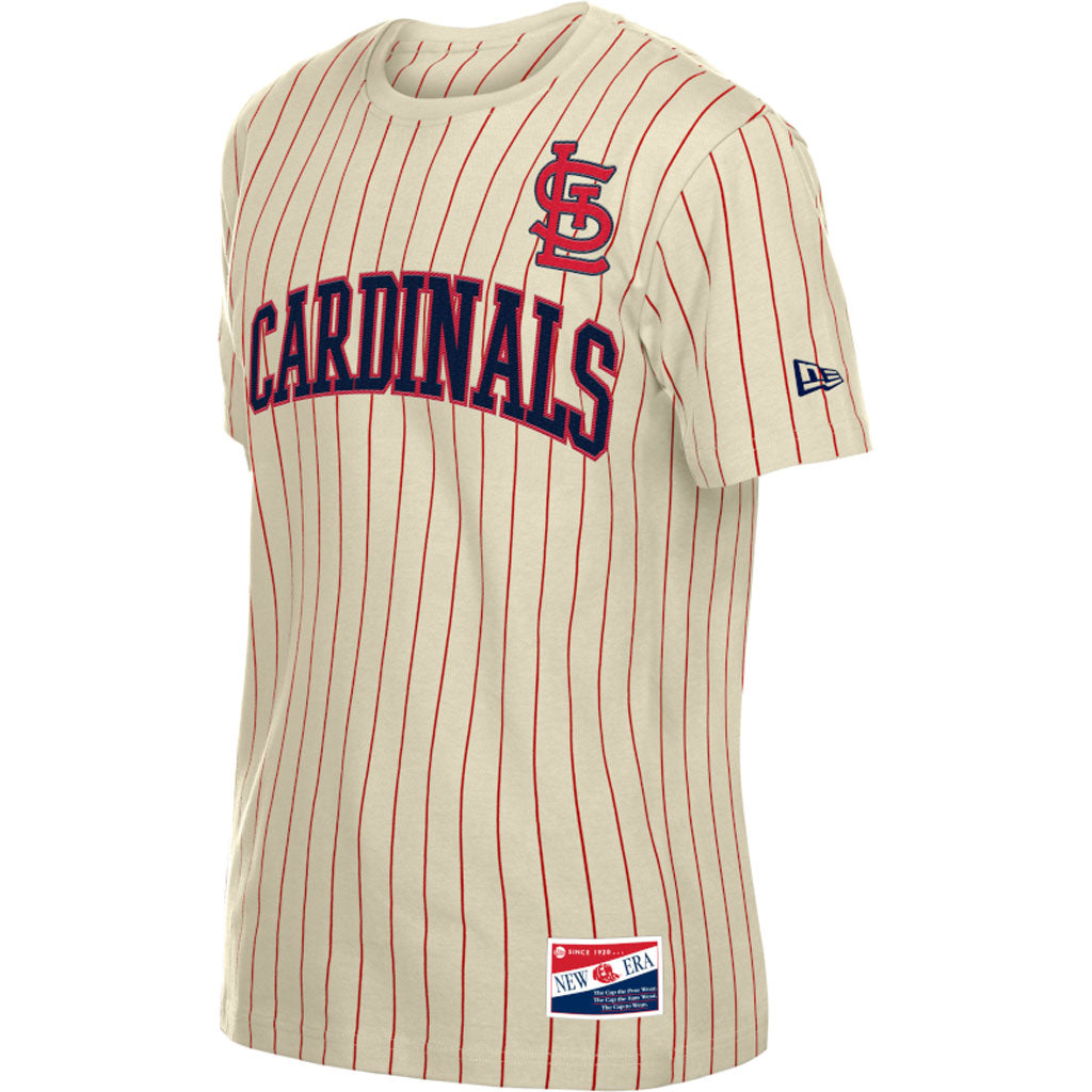 MLB St. Louis Cardinals New Era Pinstripe Jersey T-Shirt - Cream