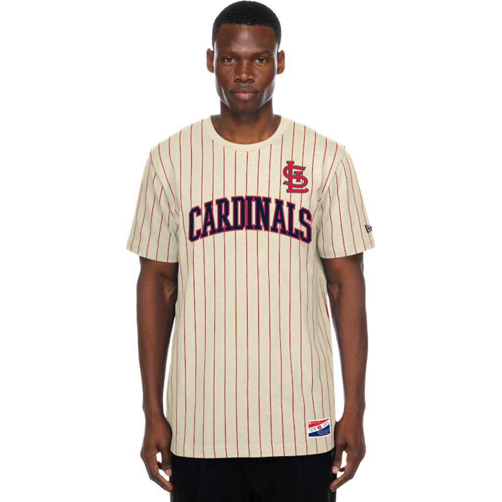 MLB St. Louis Cardinals New Era Pinstripe Jersey T-Shirt - Cream