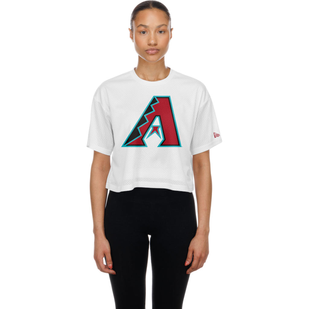 MLB Arizona Diamondbacks Women's New Era Shimmel Crop Top T-Shirt - White
