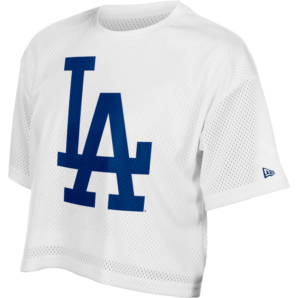 MLB Los Angeles Dodgers Women's New Era Shimmel Crop Top T-Shirt - White