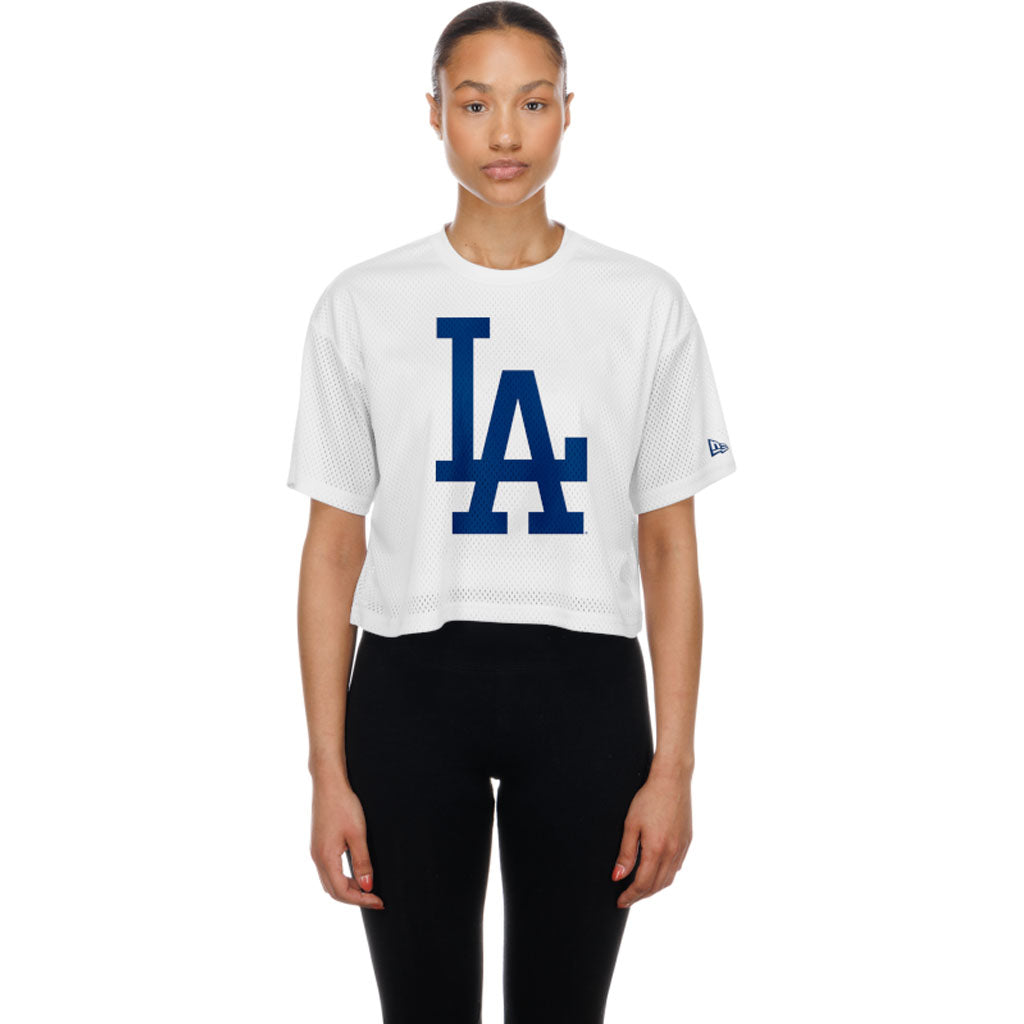 MLB Los Angeles Dodgers Women's New Era Shimmel Crop Top T-Shirt - White