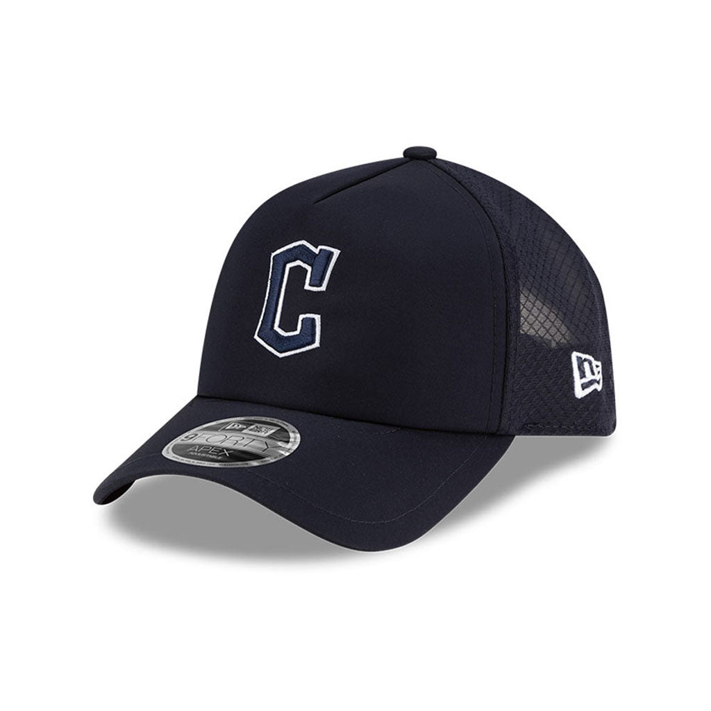 MLB Cleveland Guardians New Era Batting Practice Apex 9FORTY Snapback Hat - Navy