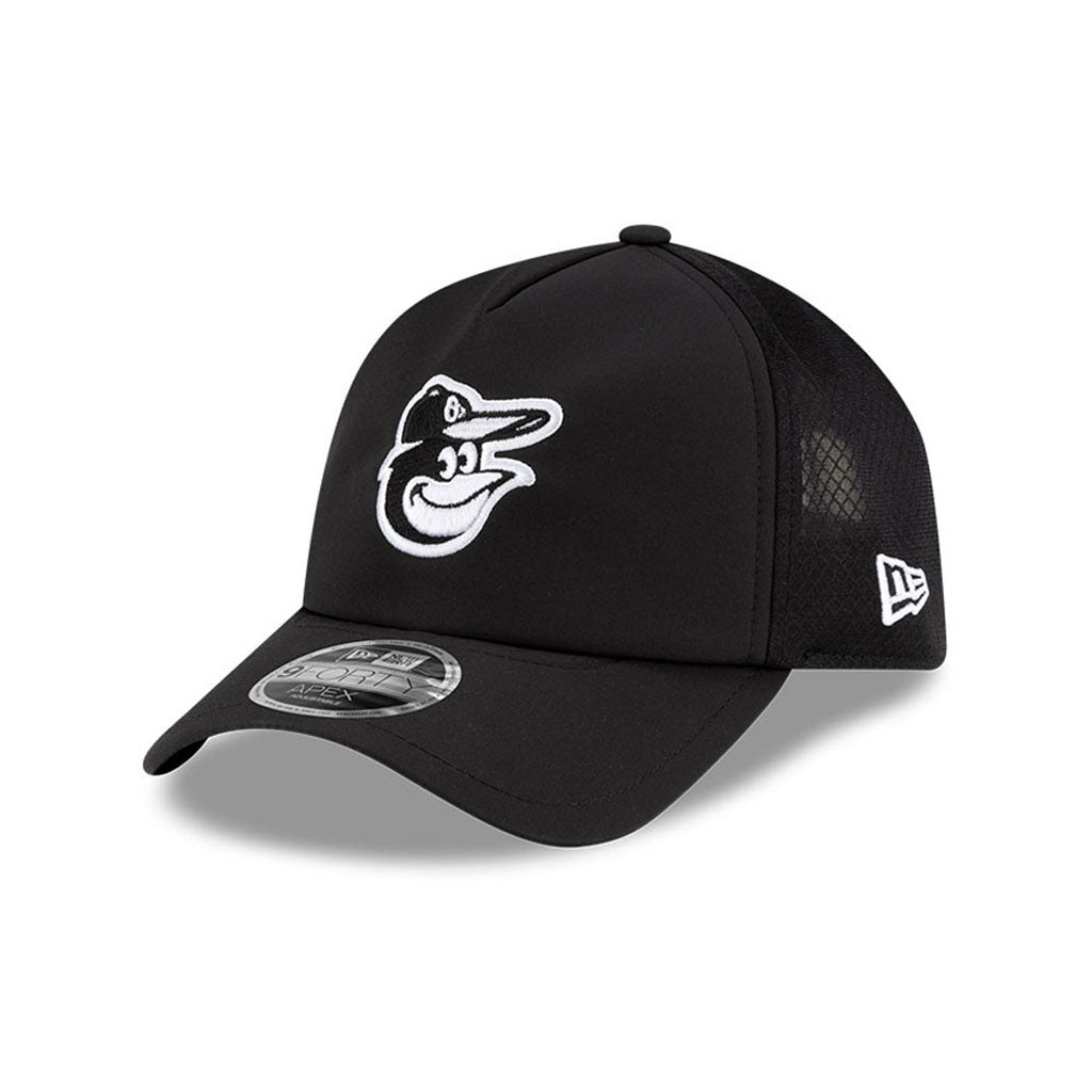 MLB Baltimore Orioles New Era Batting Practice Apex 9FORTY Snapback Hat - Black