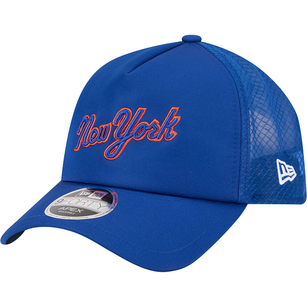 MLB New York Mets New Era Batting Practice Apex 9FORTY Snapback Hat - Blue