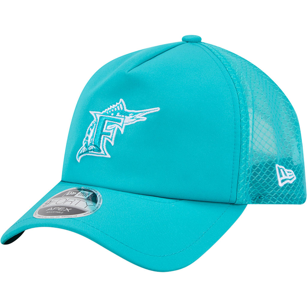 MLB Miami Marlins New Era Batting Practice Apex 9FORTY Snapback Hat - Teal