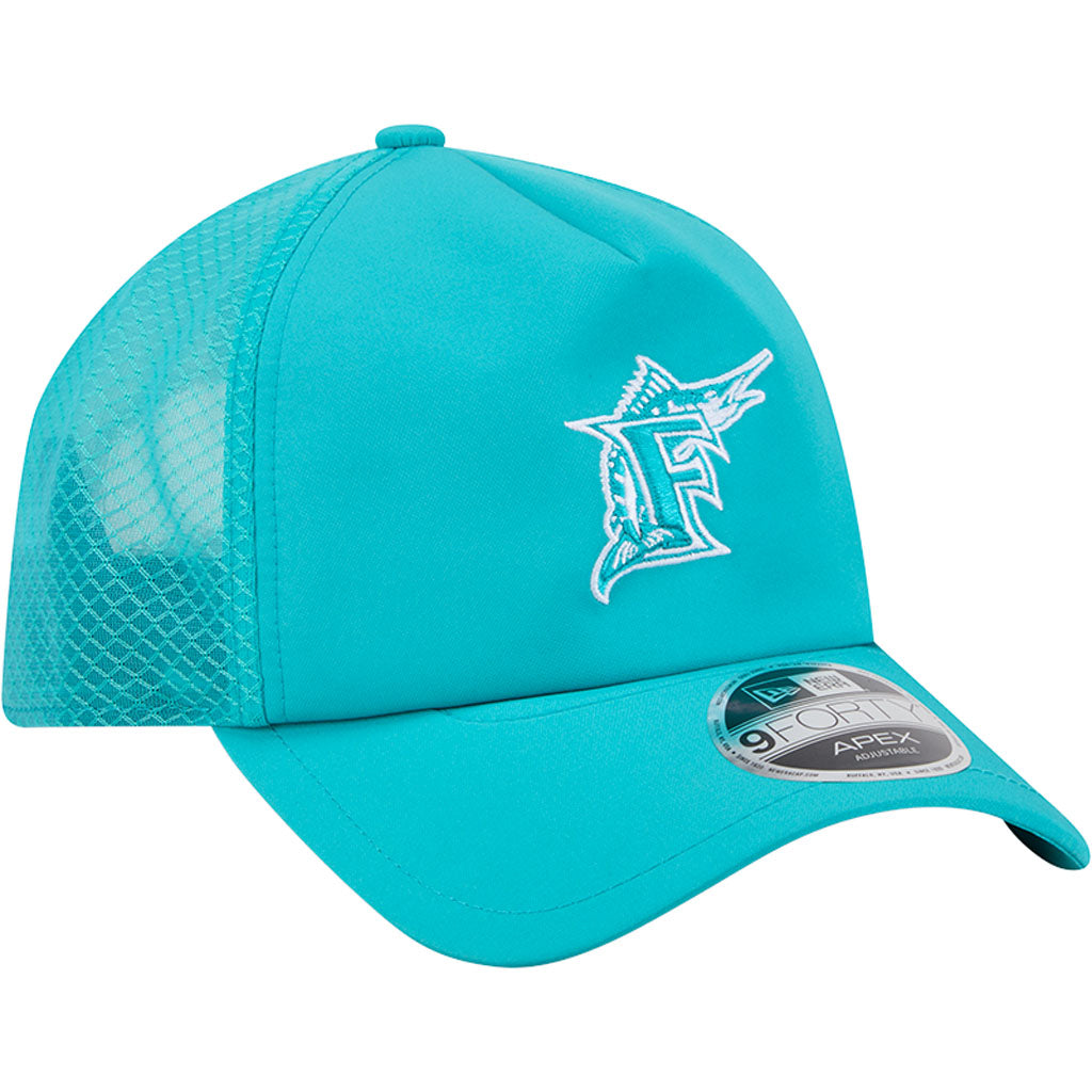 MLB Miami Marlins New Era Batting Practice Apex 9FORTY Snapback Hat - Teal
