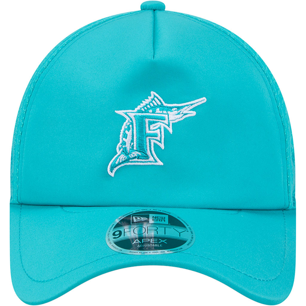 MLB Miami Marlins New Era Batting Practice Apex 9FORTY Snapback Hat - Teal