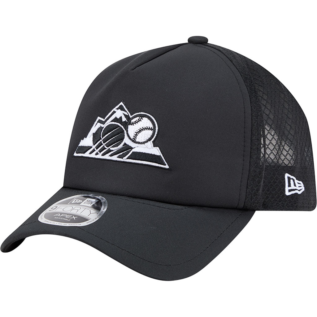 MLB Colorado Rockies New Era Batting Practice Apex 9FORTY Snapback Hat - Black