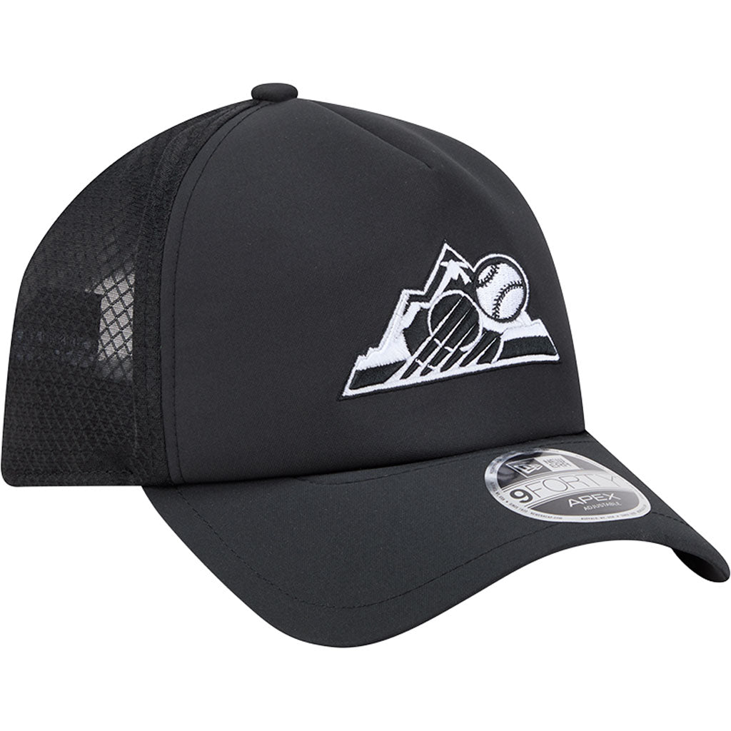 MLB Colorado Rockies New Era Batting Practice Apex 9FORTY Snapback Hat - Black
