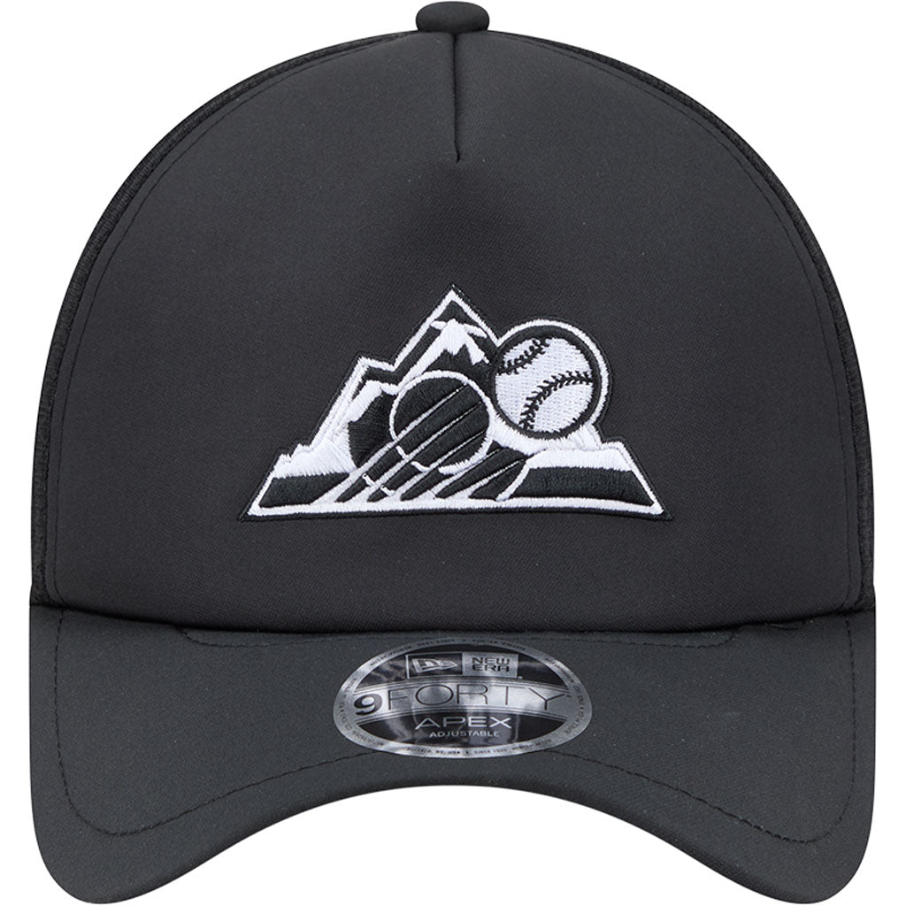 MLB Colorado Rockies New Era Batting Practice Apex 9FORTY Snapback Hat - Black