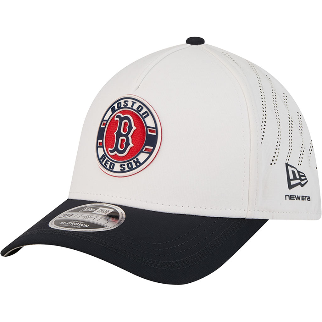 MLB Boston Red Sox New Era Patch 39THIRTY M-Crown Flex Fit Hat - White