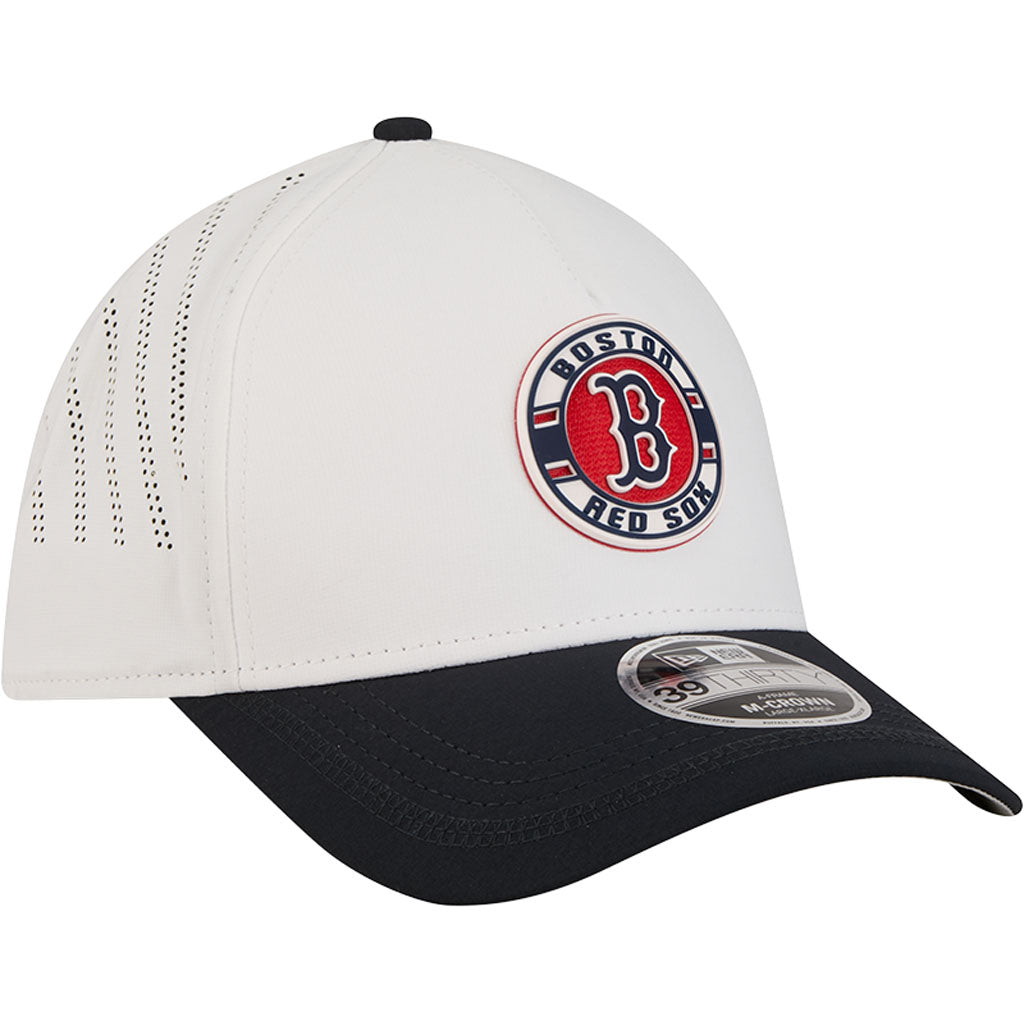 MLB Boston Red Sox New Era Patch 39THIRTY M-Crown Flex Fit Hat - White