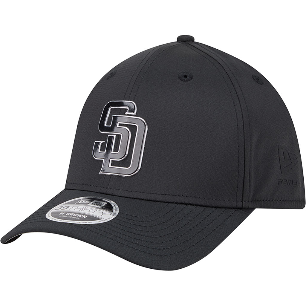 MLB San Diego Padres New Era Metallic 39THIRTY M-Crown Flex Fit Hat - Black