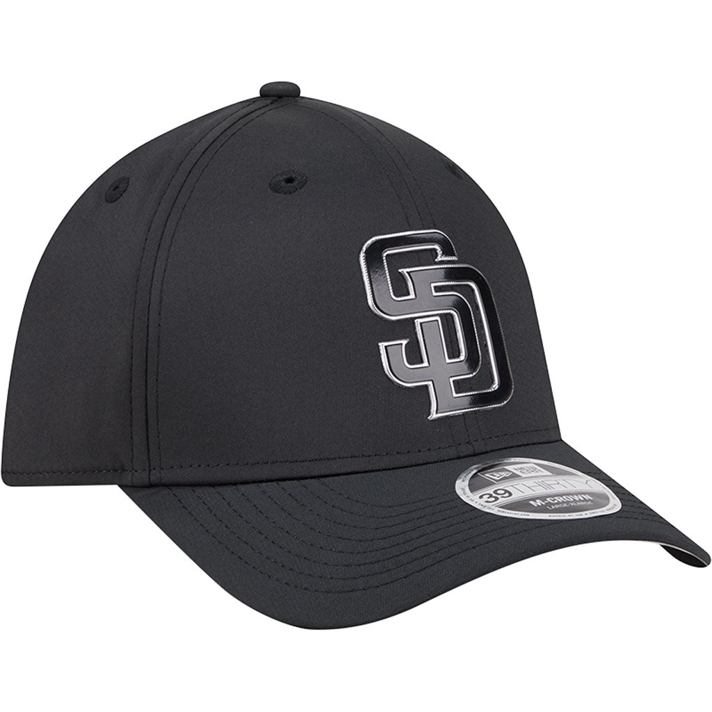 MLB San Diego Padres New Era Metallic 39THIRTY M-Crown Flex Fit Hat - Black