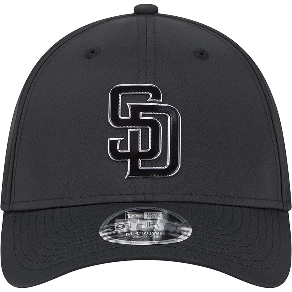 MLB San Diego Padres New Era Metallic 39THIRTY M-Crown Flex Fit Hat - Black