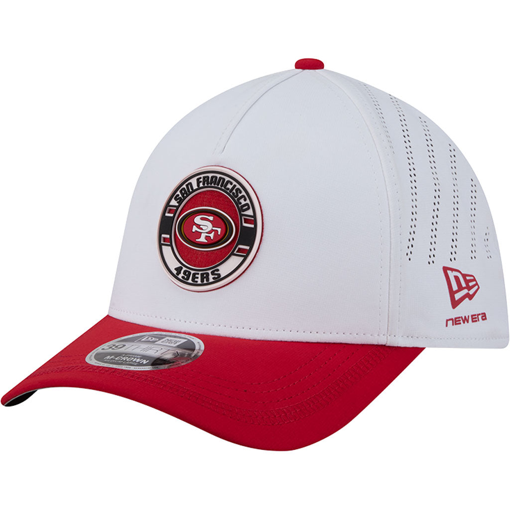 NFL San Francisco 49ers New Era Patch 39THIRTY M-Crown Flex Fit Hat - White