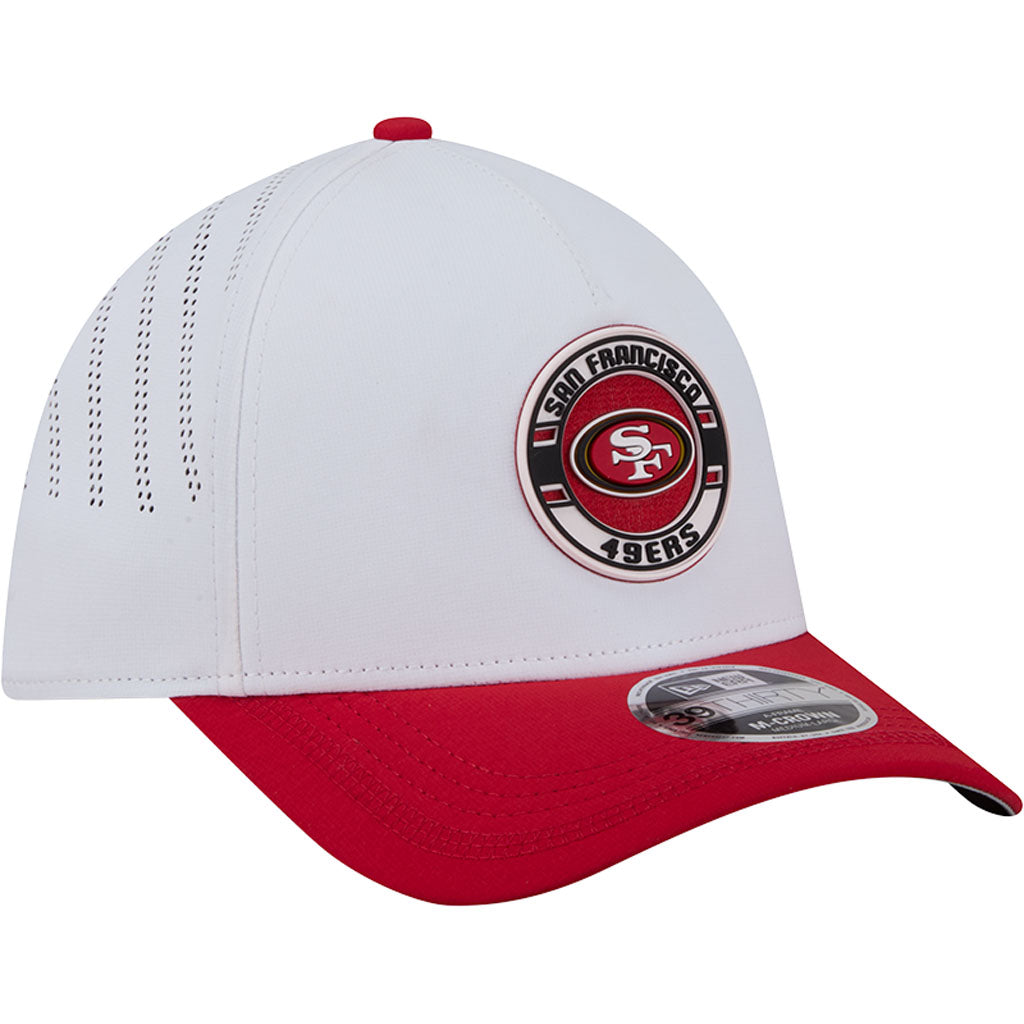 NFL San Francisco 49ers New Era Patch 39THIRTY M-Crown Flex Fit Hat - White