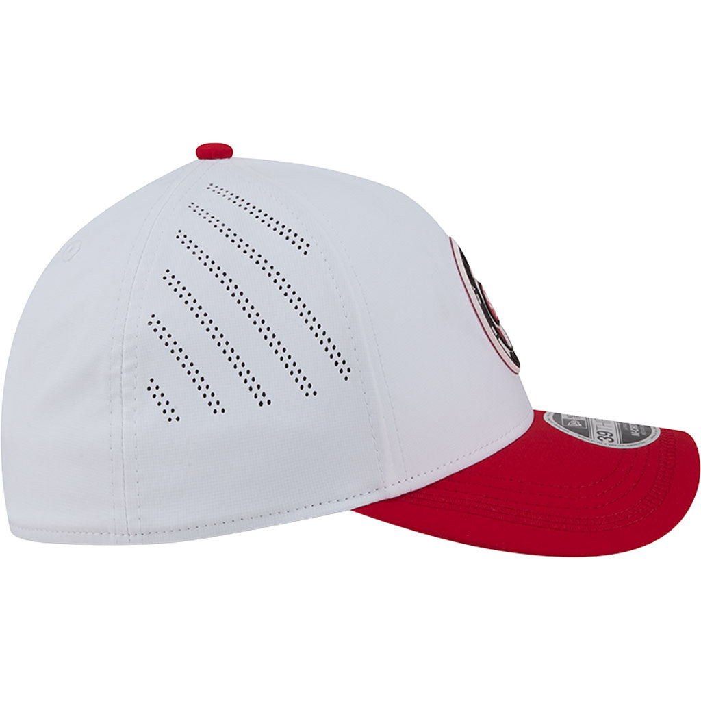 NFL San Francisco 49ers New Era Patch 39THIRTY M-Crown Flex Fit Hat - White