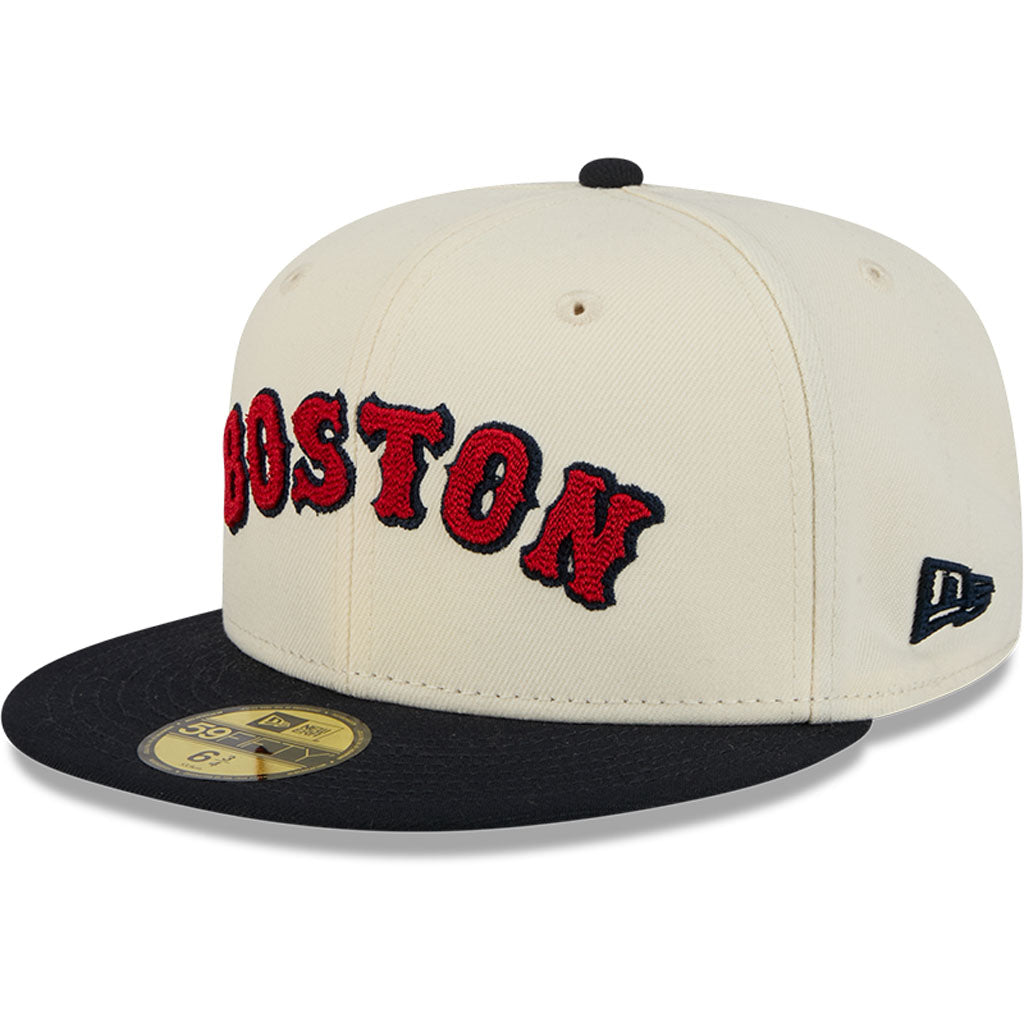 MLB Boston Red Sox New Era Two-Tone Stitch 59FIFTY Fitted Hat - Cream
